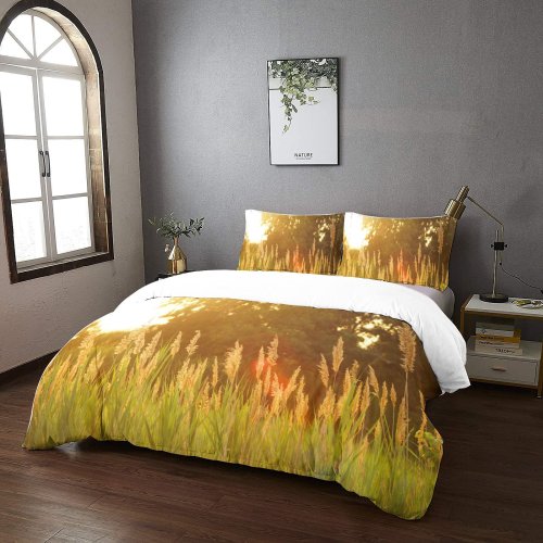 yanfind Bedding Set of 3 (1 Cover, 2 Bed Pillowcase Without Sheet)Golden Images Ground Flora Hour Grass Plant Produce Summer Pictures Vegetable Creative Duvet Cover personalization