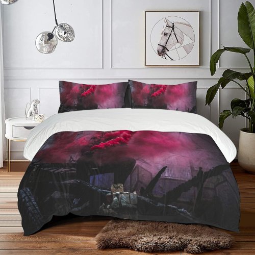 yanfind Bedding Set of 3 (1 Cover, 2 Bed Pillowcase Without Sheet)City Images Grenade Stage Wallpapers Urban Pictures Silhouette Coloured Wall Duvet Cover personalization