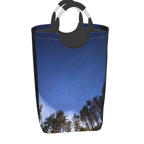 YANFIND Plants Sky Forest Night Perspective Trees Stars Shot Storage Organizer Foldable Bucket Washing Bin Dirty Clothes Bag For Home Bathroom Bedroom Dorm