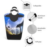 YANFIND Plants Park Time Lapse Landscape Waterfalls Daylight Travel River Stream Outdoors Scenic Storage Organizer Foldable Bucket Washing Bin Dirty Clothes Bag For Home Bathroom Bedroom Dorm