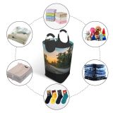 YANFIND Plants Sand Forest Palm Coconut Grass Daylight Travel Paradise Tropical Tranquil Scenic Storage Organizer Foldable Bucket Washing Bin Dirty Clothes Bag For Home Bathroom Bedroom Dorm