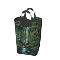 YANFIND Plants Time Flowing Forest Vacation Scenery Philippines Lapse Boulders Greenery Landscape Waterfalls Storage Organizer Foldable Bucket Washing Bin Dirty Clothes Bag For Home Bathroom Bedroom Dorm