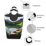 YANFIND Plants Park Beautiful Forest Scenery Rowing Clouds Grass Landscape Daylight Mountains Pine Storage Organizer Foldable Bucket Washing Bin Dirty Clothes Bag For Home Bathroom Bedroom Dorm