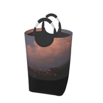 YANFIND Pollution Toxic Fog Industrial City Smog Lights Production Air Sunset Factory Evening Storage Organizer Foldable Bucket Washing Bin Dirty Clothes Bag For Home Bathroom Bedroom Dorm