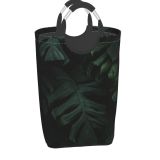 YANFIND Plants Plant Dark Story Swiss Instagram Growth Deliciosa Cheese Leaves Flora Texture Storage Organizer Foldable Bucket Washing Bin Dirty Clothes Bag For Home Bathroom Bedroom Dorm