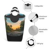 YANFIND Plants Sand Forest Palm Coconut Grass Daylight Travel Paradise Tropical Tranquil Scenic Storage Organizer Foldable Bucket Washing Bin Dirty Clothes Bag For Home Bathroom Bedroom Dorm