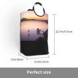 YANFIND Plants Golden Afterglow Scenery Mountains Peaceful Waters Boat Tranquil Canoe Hour Outdoors Storage Organizer Foldable Bucket Washing Bin Dirty Clothes Bag For Home Bathroom Bedroom Dorm