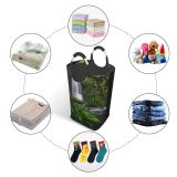 YANFIND Plants Time Flowing Forest Scenery Lapse Greenery Mossy Waterfall Rainforest Rapids Fern Storage Organizer Foldable Bucket Washing Bin Dirty Clothes Bag For Home Bathroom Bedroom Dorm