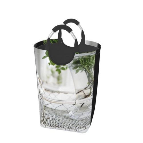 YANFIND Plants Focus Design Decor Home Wicker Aquatic Items Glass Container Vase Basket Storage Organizer Foldable Bucket Washing Bin Dirty Clothes Bag For Home Bathroom Bedroom Dorm