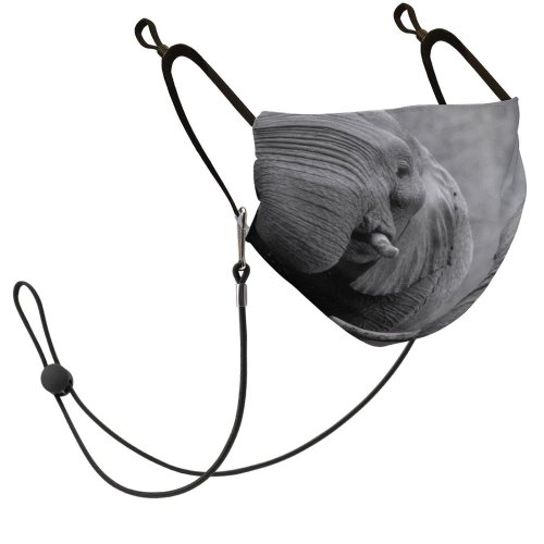 YANFIND Mask with Filter Element Africa Animals Black And White Elephants Dust Washable Reusable Filter and Reusable