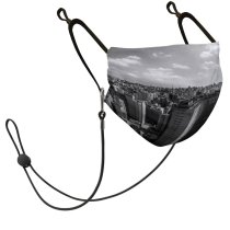 YANFIND Mask with Filter Element Aerial Architecture Black And White City Building Business Cityscape Clouds Downtown Outdoors Dust Washable Reusable Filter and Reusable