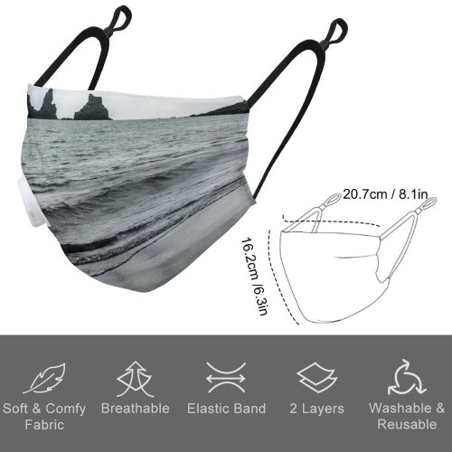 YANFIND Breathing valve mask with filters Aerial Shot Athlete Beach Bird's View From Above Ocean Person Sea Dust Washable Reusable Filter and Reusable