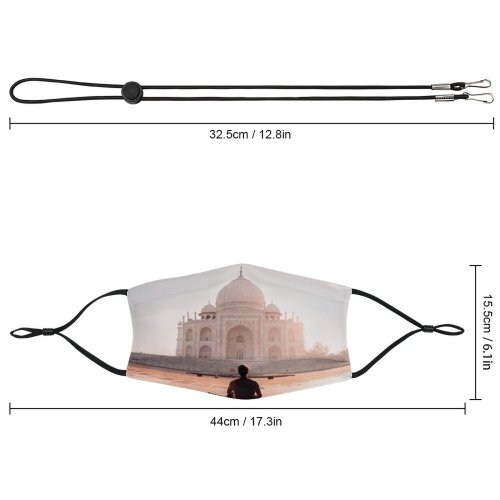 YANFIND Mask with Filter Element Agra Alone Architecture Building Dome Historic India Landmark Man Mausoleum Meditate Meditating Dust Washable Reusable Filter and Reusable