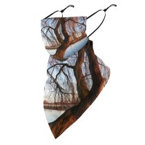 Yanfind Ear Loops Balaclava Tree Weeping Landscape River UV Protection Face Bandanas Scarf for Women Men Motorcycle