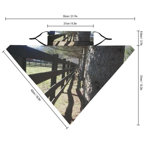 Yanfind Ear Loops Balaclava Wooden Fence Trees Landscape Shadows UV Protection Face Bandanas Scarf for Women Men Motorcycle