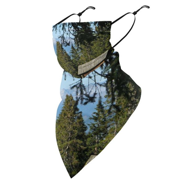 Yanfind Ear Loops Balaclava Wooden Shack Trees Pine Landscape Hill Old UV Protection Face Bandanas Scarf for Women Men Motorcycle