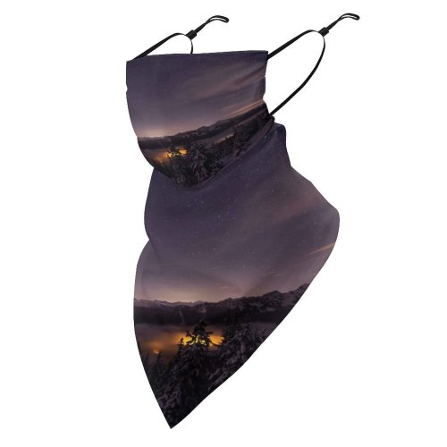 Yanfin Ear Loops Balaclava Winter Beautiful Scenery Astrophotography Mountains Evening December Pine Snow Stellar Astronomy Outdoors UV Protection Face Bandanas Scarf for Women Men Motorcycle