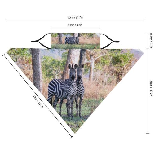 Yanfind Ear Loops Balaclava Zebras Wild Wildlife Selous Forest Woods Jungle Stripes Pair Grass Trees UV Protection Face Bandanas Scarf for Women Men Motorcycle