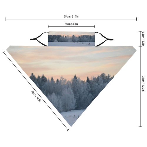 Yanfind Ear Loops Balaclava Winter Evening Sunset Skies Sky Clouds Snow Countryside Rural Woods Trees UV Protection Face Bandanas Scarf for Women Men Motorcycle