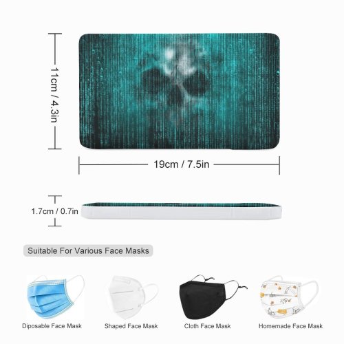 Yanfind Portable Mask Case Storage Bag Skull Hacker Security Technology Virtual Cyber Code Data Attack Abstract Binary Concept