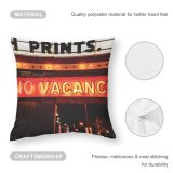 Polyester Pillow Case Dark Time Design Illuminated Lights Evening Display Neon Urban Signalise Outdoors Vacancy