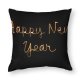 Polyester Pillow Case Dark Celebrations Year Happy Year's Eve Greetings Holidays January Golden Letters Written