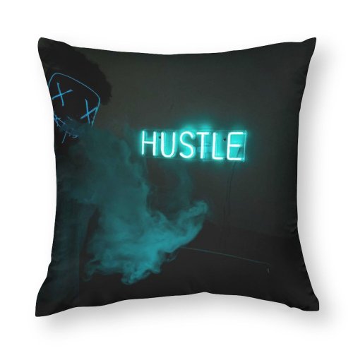 Polyester Pillow Case Dark Design Artsy Illuminated Technology Light Wear Hdr Word Signage Art