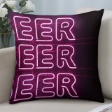 Polyester Pillow Case Dark Design Decor Illuminated Light Beer Booze Alcohol Neon Alphabet Word Signage