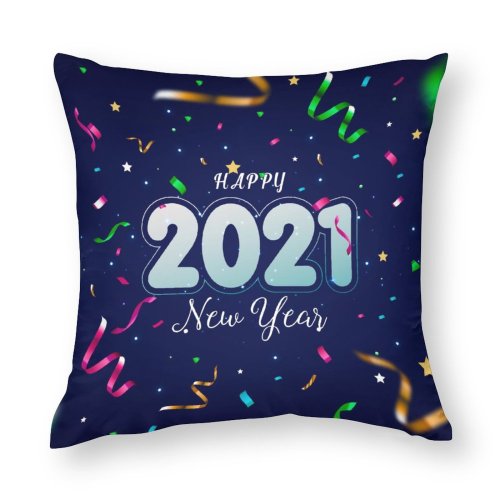 Polyester Pillow Case Celebrations Year Ribbons Party Happy