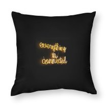 Polyester Pillow Case Daria Shevtsova Black Dark Quotes Everything Is Connected Neon