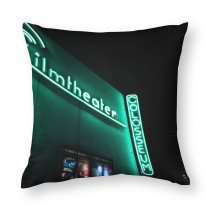 Polyester Pillow Case Dark Time Design Illuminated Lights Movie Evening Light Neon Urban Signalise Outdoors