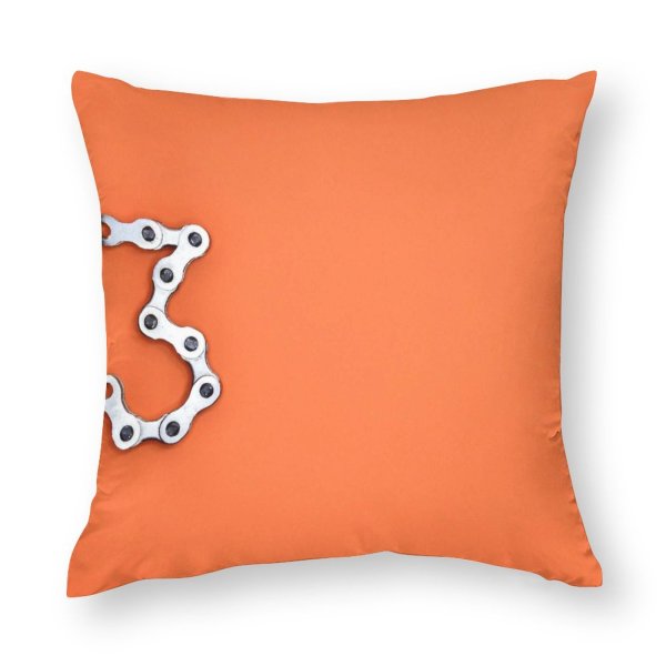 Polyester Pillow Case Chain Metal Linked Design Gear Digit Creativity Number Abstract Art Silver