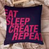 Polyester Pillow Case Quotes Eat Sleep Create Repeat Inspirational Quotes Neon Typography