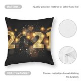 Polyester Pillow Case Celebrations Year Happy Golden Letters Dark Sparkles