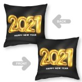 Polyester Pillow Case Celebrations Year Happy Golden Letters Dark