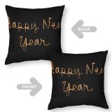 Polyester Pillow Case Dark Celebrations Year Happy Year's Eve Greetings Holidays January Golden Letters Written