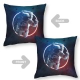 Polyester Pillow Case Vadim Sadovski Space Astronaut Asteroids Suit Neon Light Travel Adventure