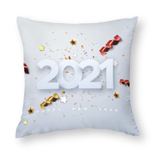 Polyester Pillow Case Celebrations Year Ribbons Party Sparkling Happy
