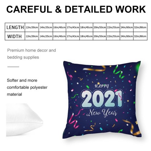 Polyester Pillow Case Celebrations Year Ribbons Party Happy