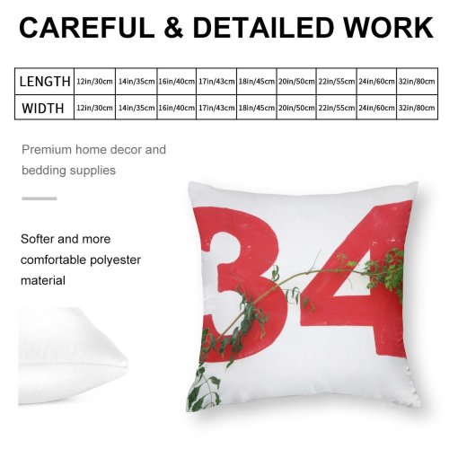 Polyester Pillow Case Numbers Wall Plants Leaves Number Flora Plant Pot Envelope Mail Branch
