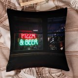 Polyester Pillow Case Dark Design Screen Illuminated Lights Evening Stock Travel Pub Restaurant Luminescence