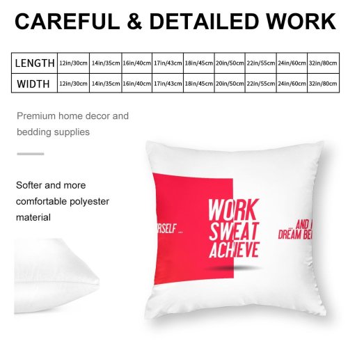 Polyester Pillow Case Quotes Challenge Yourself Make Your Dream Become Reality Work Sweat Achieve Inspirational