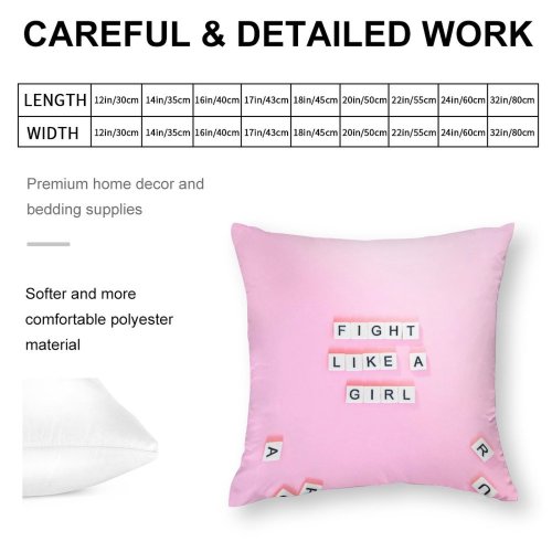 Polyester Pillow Case Sincerely Media Quotes Fight Like Girl Letters Girly Popular Quotes