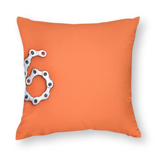 Polyester Pillow Case Bike Chain Industrial Metal Linked Design Shiny Six Gear Font Insubstantial Digit
