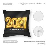 Polyester Pillow Case Celebrations Year Happy Golden Letters Dark