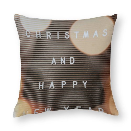 Polyester Pillow Case Focus Happy Simplicity Design Xmas Season Holidays Merry Yuletide Creativity December