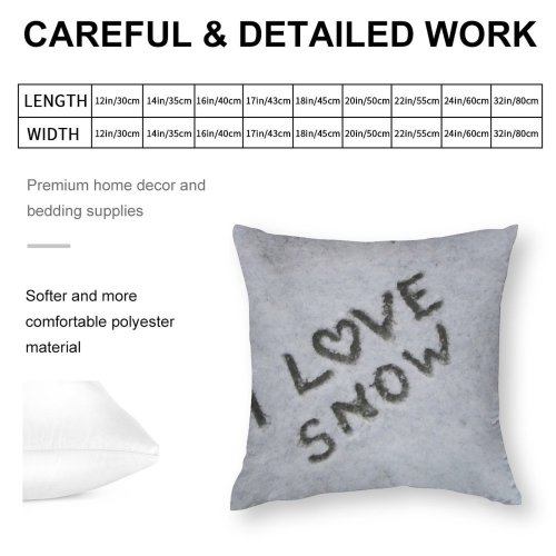 Polyester Pillow Case Number Winter Love Font Snow