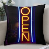 Polyester Pillow Case Dark Design Illuminated Club Lights Colorful Bar Neon Alphabet Decoration