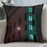 Polyester Pillow Case Dark Time Design Illuminated Lights Evening Light Display Building Urban Signalise Outdoors