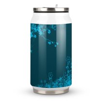 Coke Cup Abstract Design Aqua Foilage Flowers Turquoise Azure